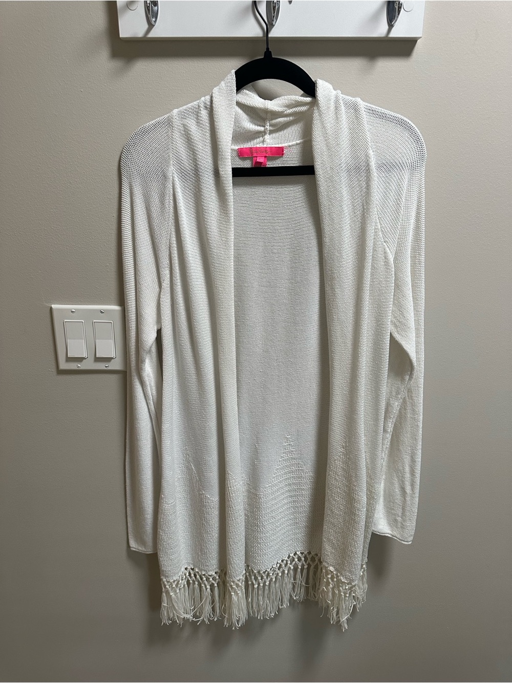 Lily Pulitzer White Fringe Sweater Cardigan